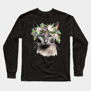 Tonkinese Cat Flowers Art Design for Cat Owers Long Sleeve T-Shirt